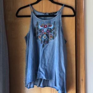 Velvet Heart Chambray Embroidered Tank